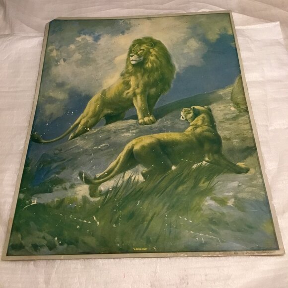 Very large, antique R. Atkinson Fox print (Elmer Lewis) "A Royal Pair" - Picture 2 of 16